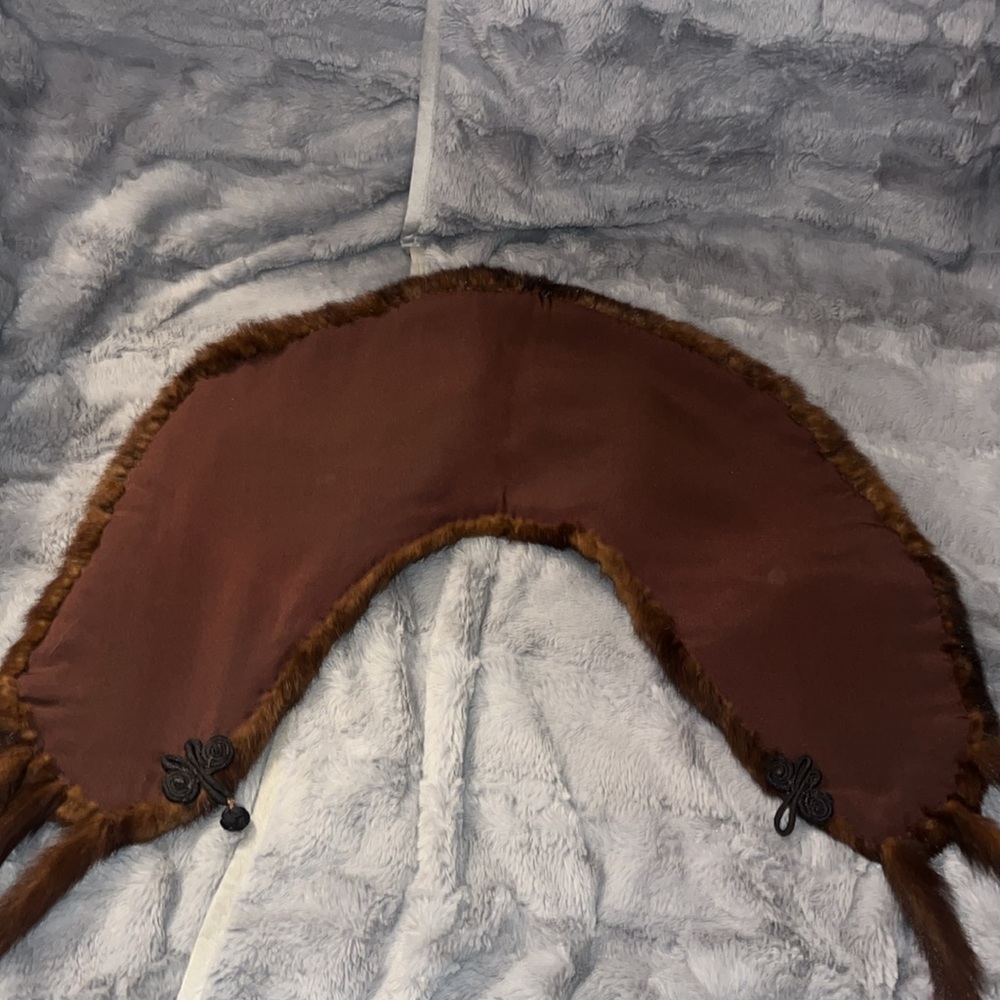 Vintage 1950s Brown Striped Real Fur Womens Shoulder Wrap Shall Cape onesize EUC - Picture 8 of 9